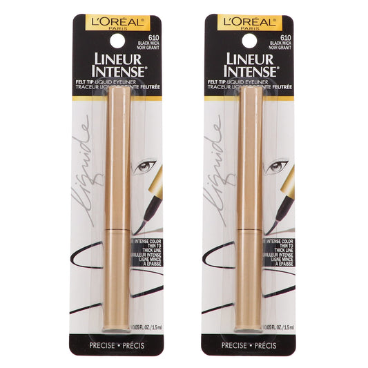 L’Oreal ParisLineur Intense Felt Tip Liquid Eyeliner, Black Mica [610], 0.05 oz (Pack of 2)