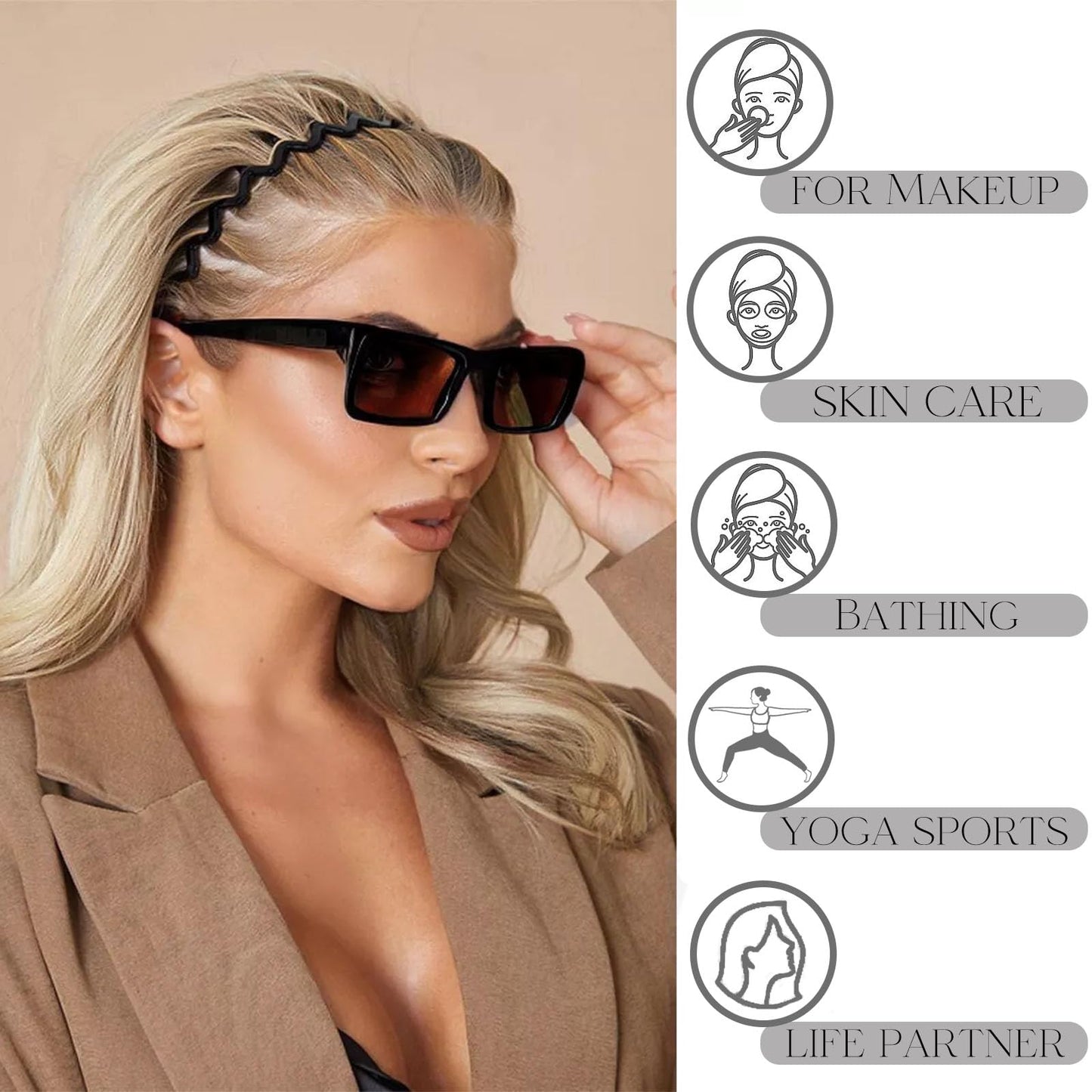 Supgoodom 6 PCS Zig Zag Headbands Plastic Wavy Hair Head Band Comb with Teeth Hoop Accessories for Women Men Girls, Matte Morandi Beauty and Personal Care Supgoodom