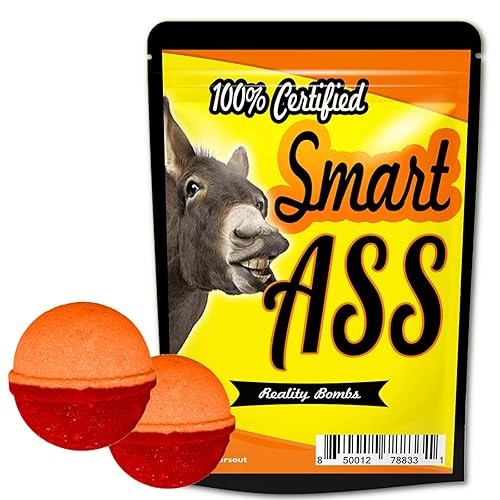 Certified Smart Ass Bath Bombs - XL Black and Red Fizzers for Adults - Handcrafted, Made in America, 2 Count