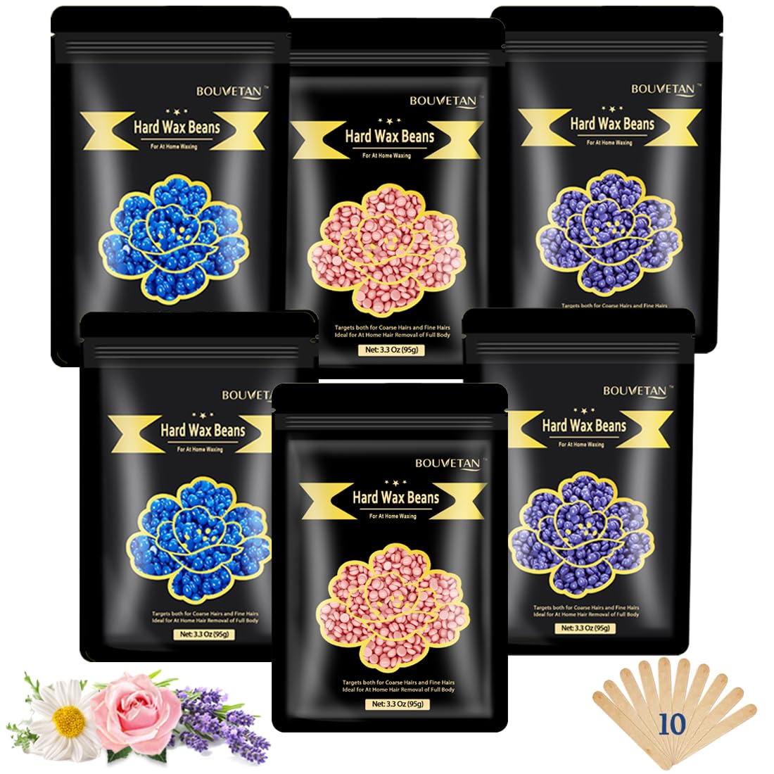 Wax Beads for Hair Removal - 6 Packs, 21oz Total - Smooth & Long-Lasting Hair Removal Hard Wax Beans for All Skin Types Beauty and Personal Care Bouvetan Default Title