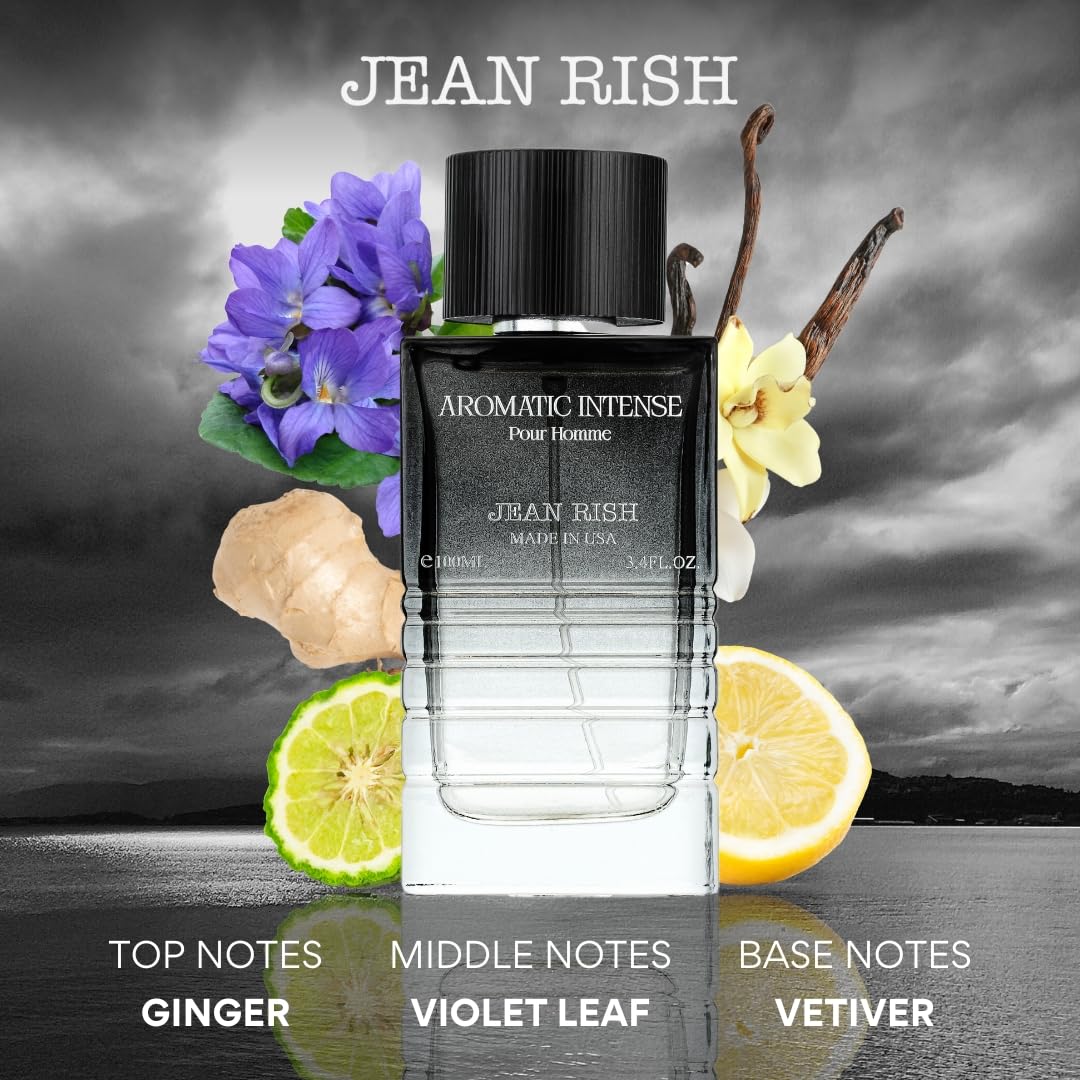 Jean Rish Aromatic Intense Perfume for Men Eau De Parfum, Long-Lasting Luxury Fragrance, Made In USA - Ginger, Bergamot, Lemon, Cedar Scent - 100ml Beauty & Personal Care Jean Rish
