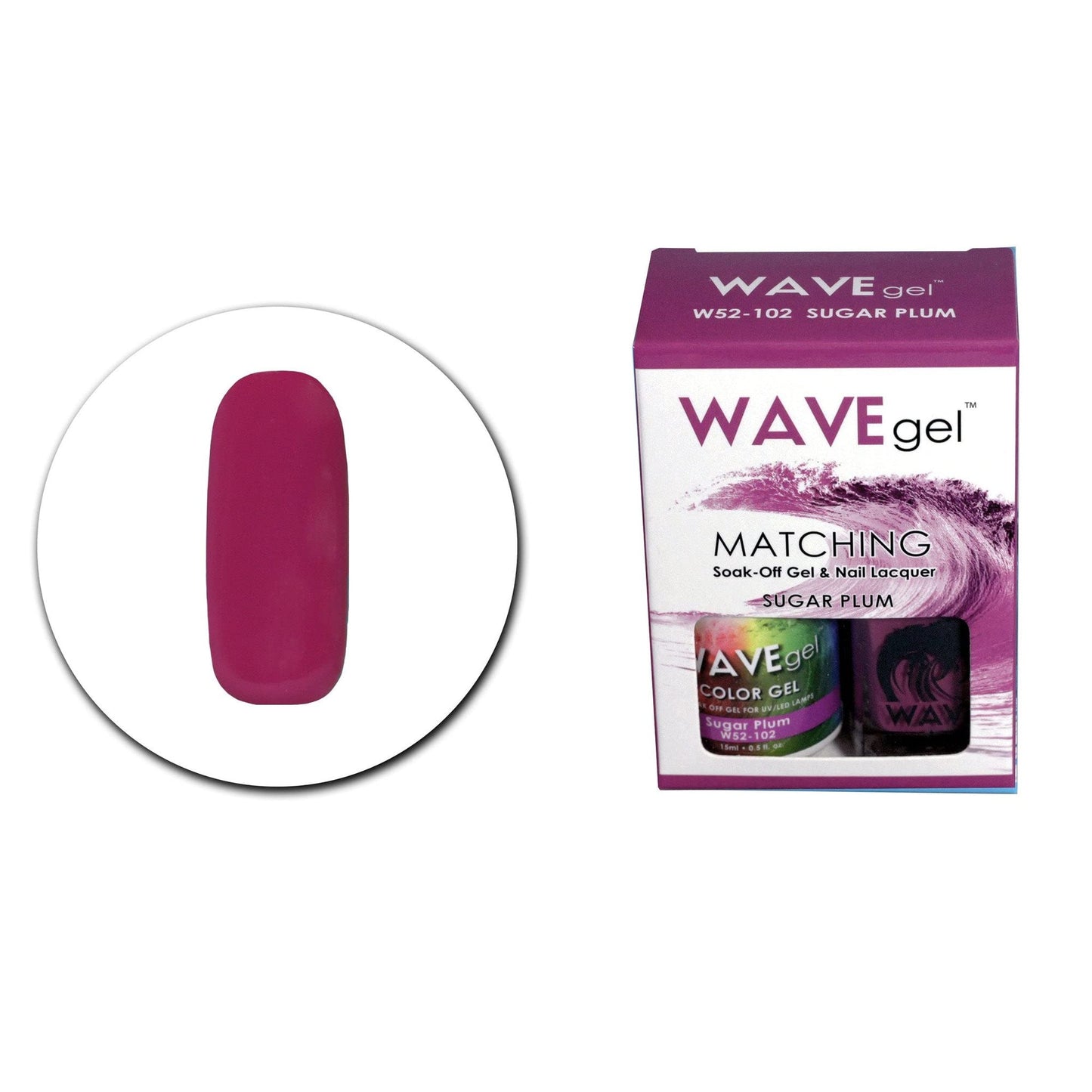 WAVEGEL Soak-0ff Gel & Nail Lacquer Matching Duo Set - Sugar Plum - W52102-52102 I 0.5 Oz Beauty & Personal Care WAVE gel