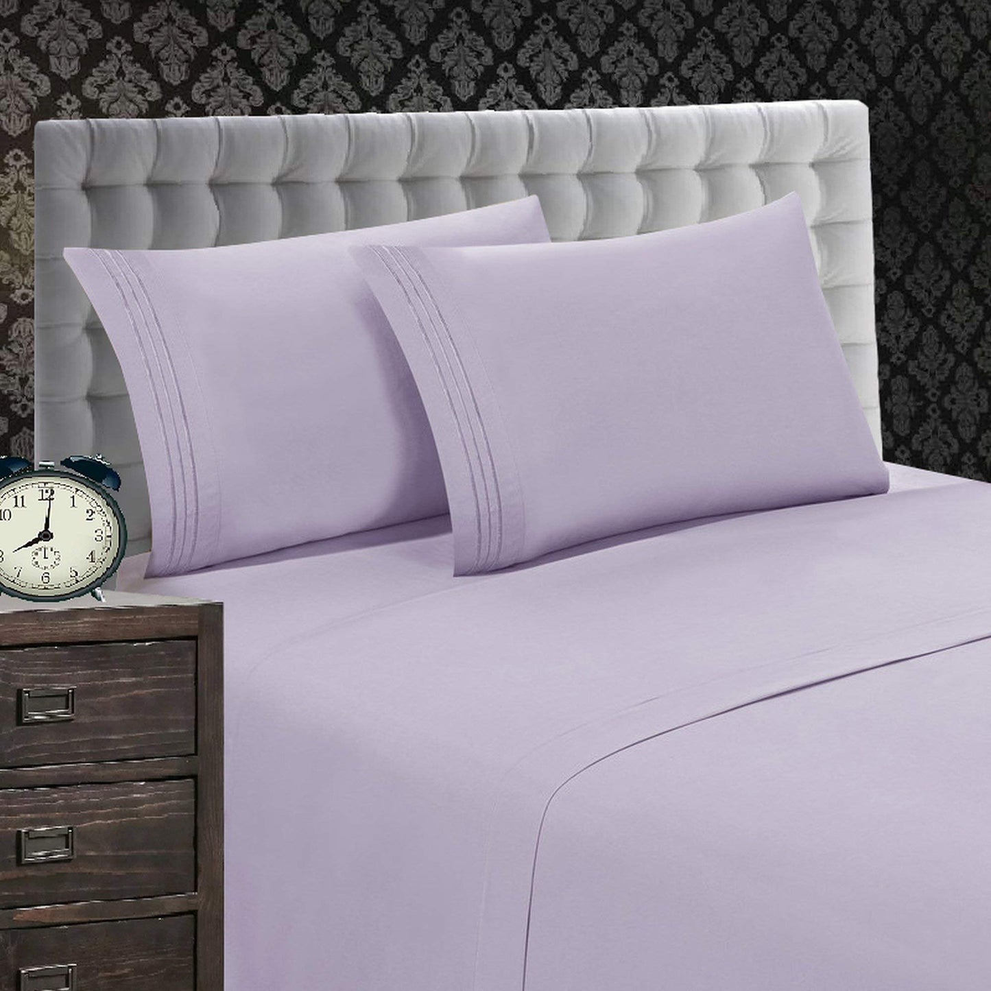Elegant Comfort 1500 Premier Wrinkle & Fade Resistant 4 pc Sheet Set, Deep Pocket Up to 18" and Colors, California King Lilac
