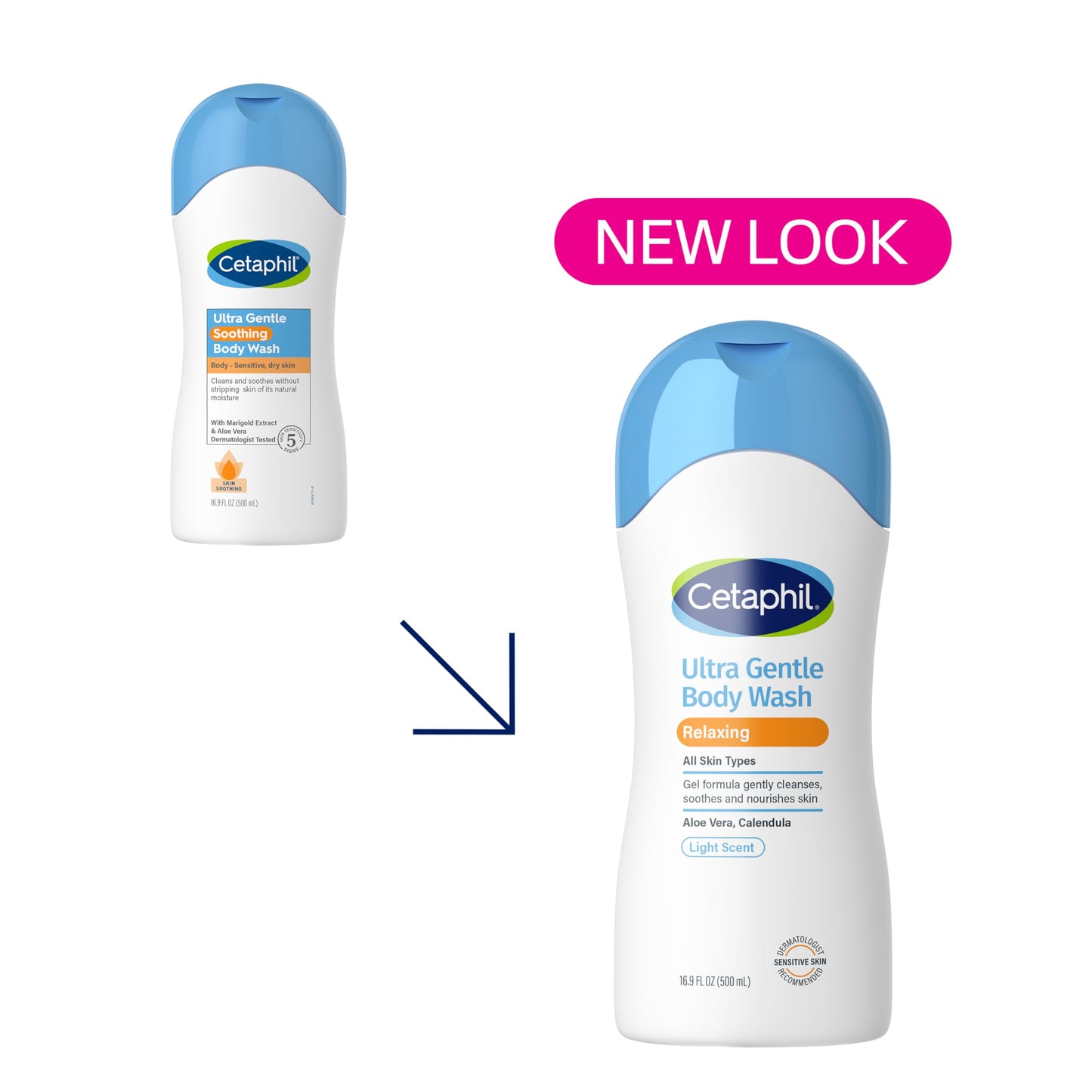 Cetaphil Ultra Gentle Relaxing Body Wash, For Dry to Normal, Sensitive Skin, 16.9oz, with Aloe Vera, Calendula, Vitamin B5, Hypoallergenic