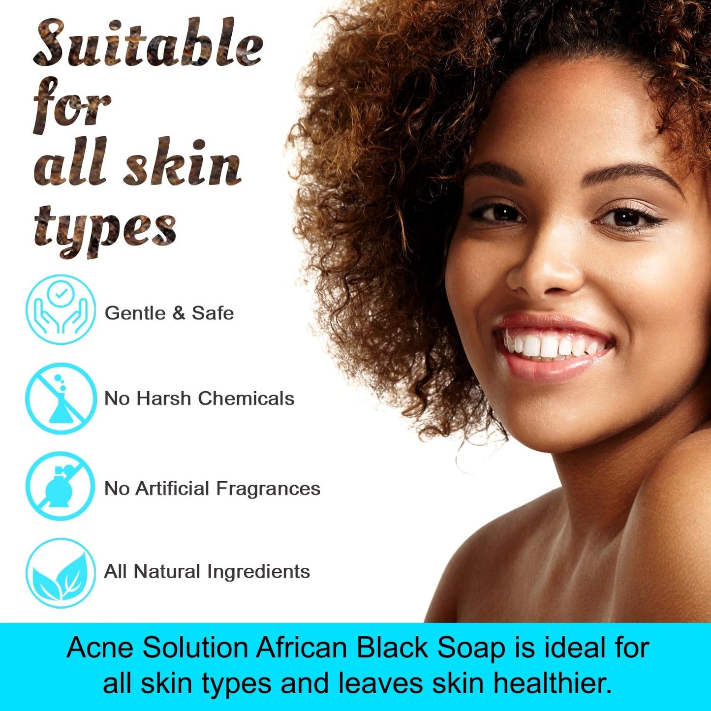 It's Pure Natural African Black Soap Bars with Acne Solution (Pack of 3) Organic Raw Soap for Face & Body, Acne Treatment & Dark Spot Remover [Made in