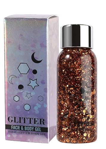 JUDEWY Body Glitter Gel, Face Glitter Body Glitter Glitter Liquid Eyeshadow, Face Hair Nail Glitter, Holographic Makeup Festival Glitter Makeup (08)