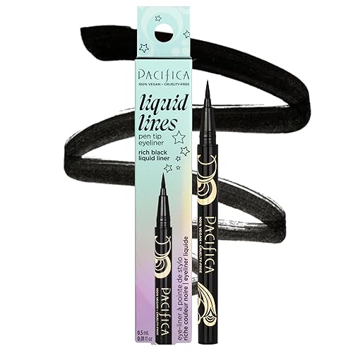 Pacifica Black Liquid Eyeliner Pen - Liquid Line - Felt tip, Smudge Proof Eyeliner - Water Resistant Gel Makeup Eye Liner - Matte Fine Tip Clean…