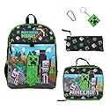 BIOWORLD Unisex Minecraft Adventure Mode 5-Piece Backpack set (Little Kid/Big Kid), Green, One size