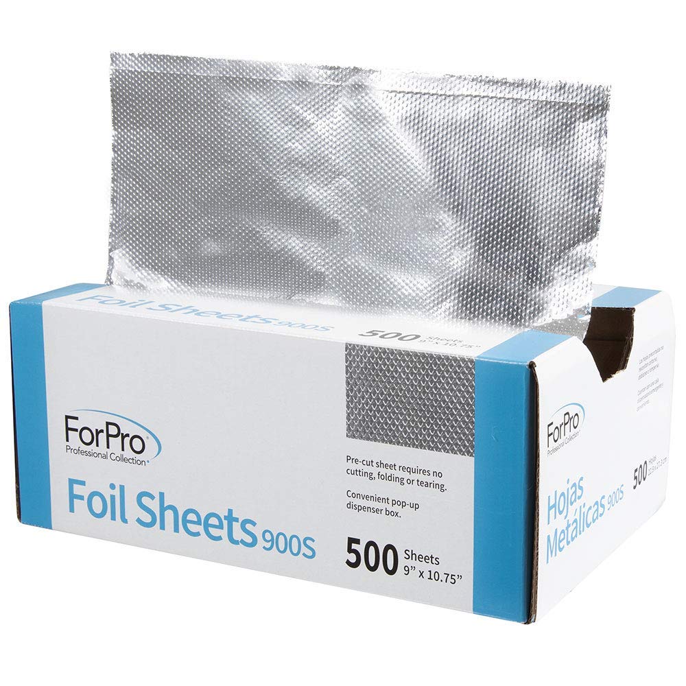 ForPro Professional Collection Embossed Foil Sheets 900S, Aluminum Foil, PopUp Dispenser for Hair Color Application and Highlighting, Food Safe, 9” W