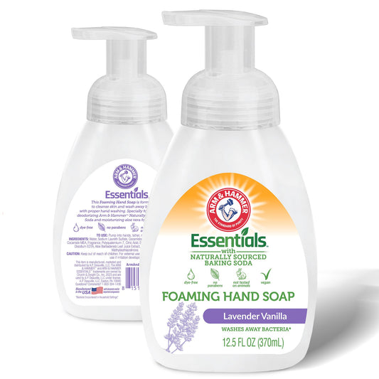 Arm & Hammer Foaming Hand Soap for Skin Cleaning - Cleanser with Lavender Vanilla Scent - Hand Soap Pump with Aloe Vera & Different Ingredients 12.5