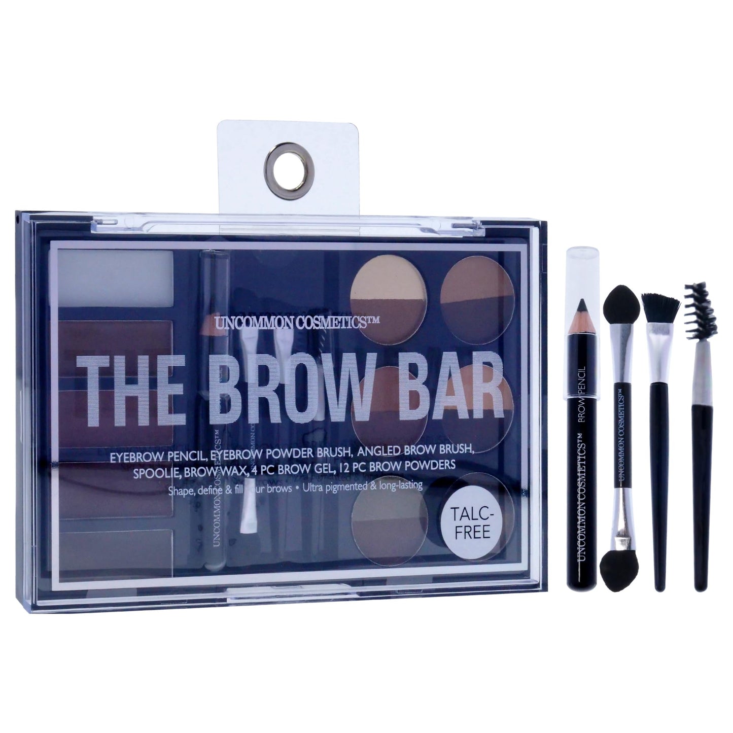 Uncommon Cosmetics The Brow Bar - All-in-One Kit with Variety of Ultra-Pigmented Shades - Eyebrow Gel, Brow Wax and 16 Brow Powders - 21 Pc Gift Set