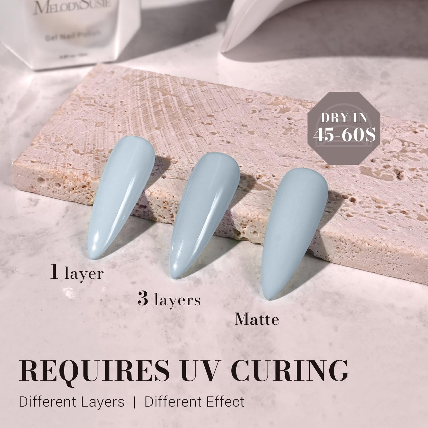 MelodySusie 0.5fl oz Gel Nail Polish,Gray Blue Color Nails Soak Off UV LED Blue Gel Polish Gift for Women Nail Art Manicure Salon DIY Nail Design Beauty and Personal Care MelodySusie