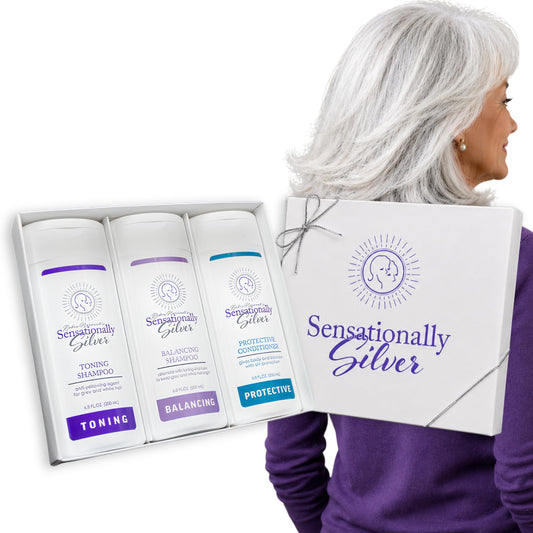 Father's Day | Sensationally Silver 3-Piece Gift Set - Premium Hair Care Trio for Gray, Silver & White Hair | Includes Toning Shampoo, Balancing Beauty & Personal Care Robin Norwood's Sensationally Silver