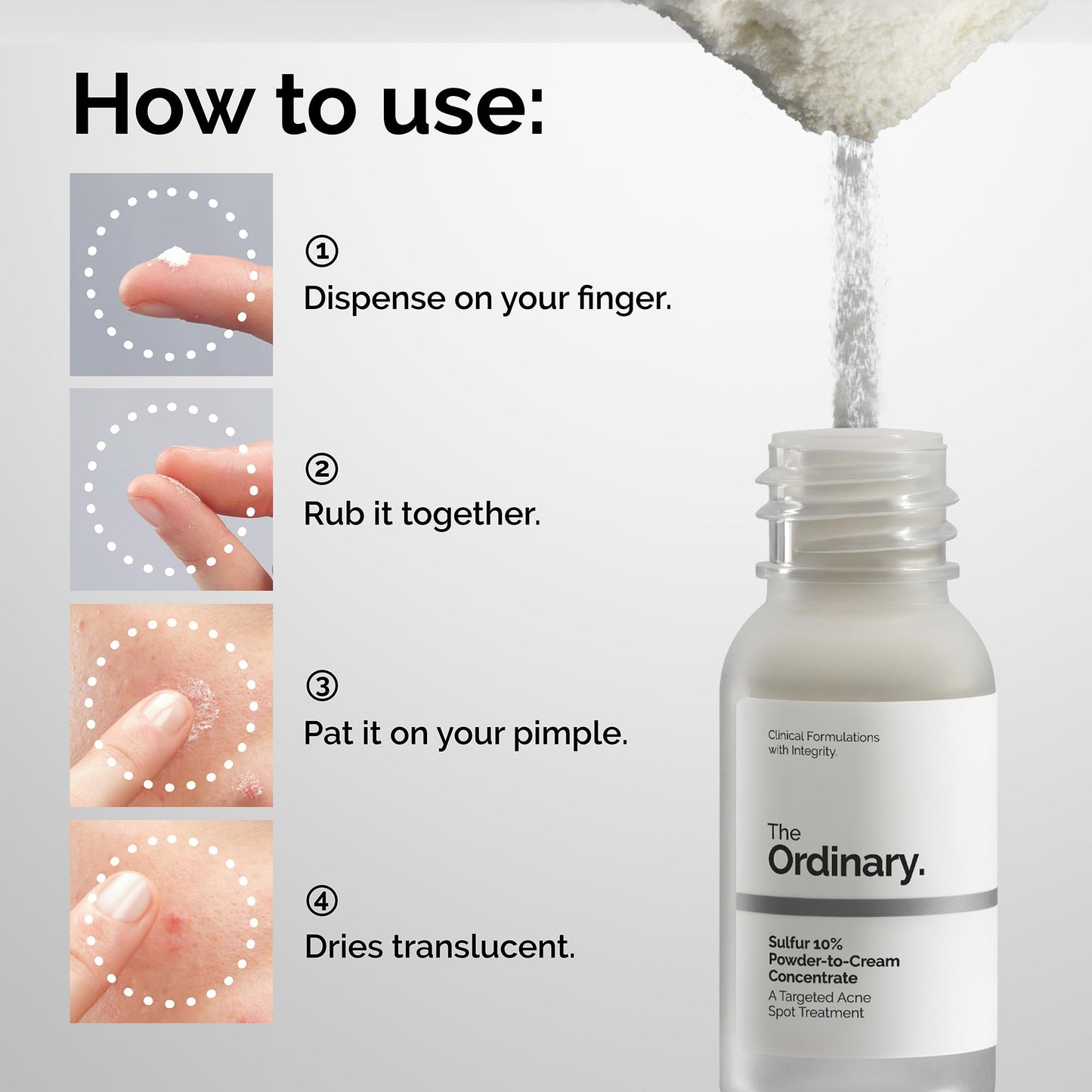 The Ordinary Sulfur 10% Powder-to-Cream Acne Spot Treatment Concentrate, Reduces Pimple Size and Zit Redness, 0.18 Oz Beauty and Personal Care The Ordinary