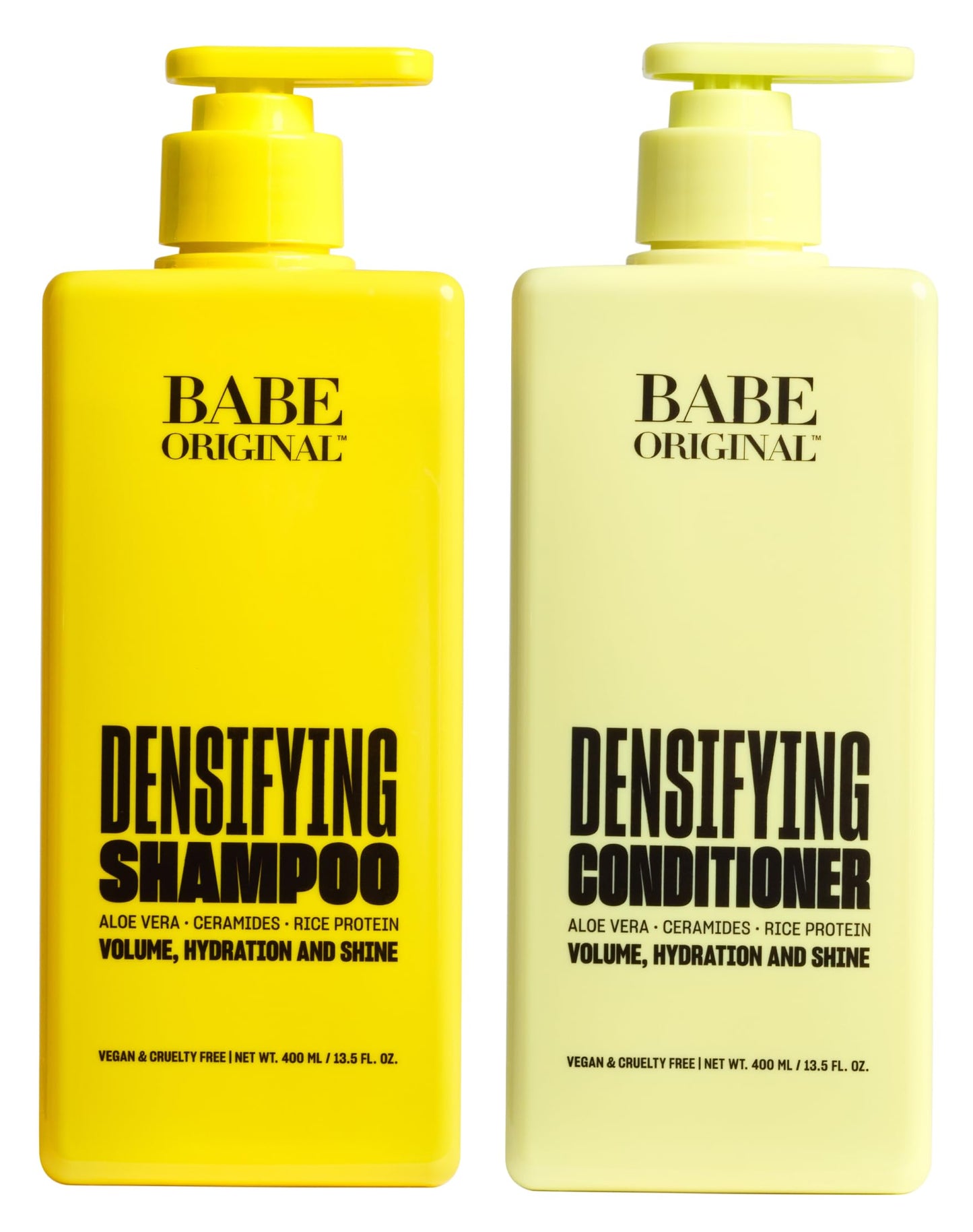 Babe Original Densifying Shampoo & Conditioner Volumizing Conditioner for Fine or Dry/Damaged Hair | Aloe Vera, Ceramides, Rice Protein for Fuller +