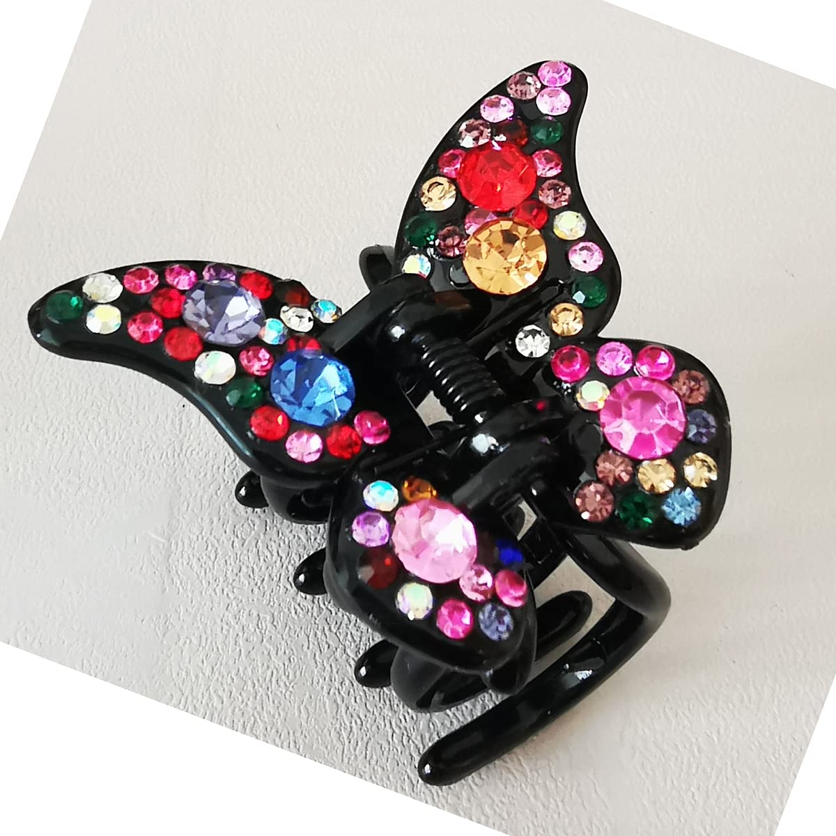 Yusier 4PCS Butterfly Rhinestone Claw Clips Elegant Rhinestone Hair Accessories for Women Black Butterfly Hair Clip Crystal Rhinestone Decorative Hair