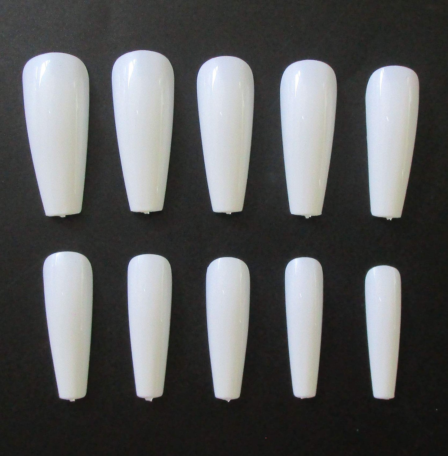 100pc White Press on Nails Medium Coffin Fake Nails, Medium Press-on Nail Coffin Acrylic Nails Press ons Nail White False Nail Glossy Ballerina