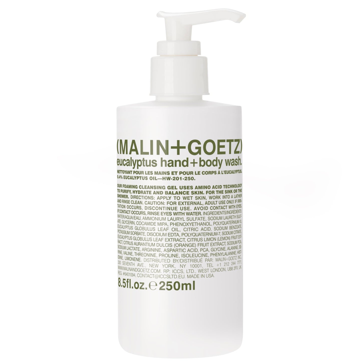 MALIN+GOETZ Hand + Body Wash | Gentle Foaming Cleanser with Botanical Extracts and Amino Acids | Hydrating, pH-Balanced, Unisex Scent | Vegan