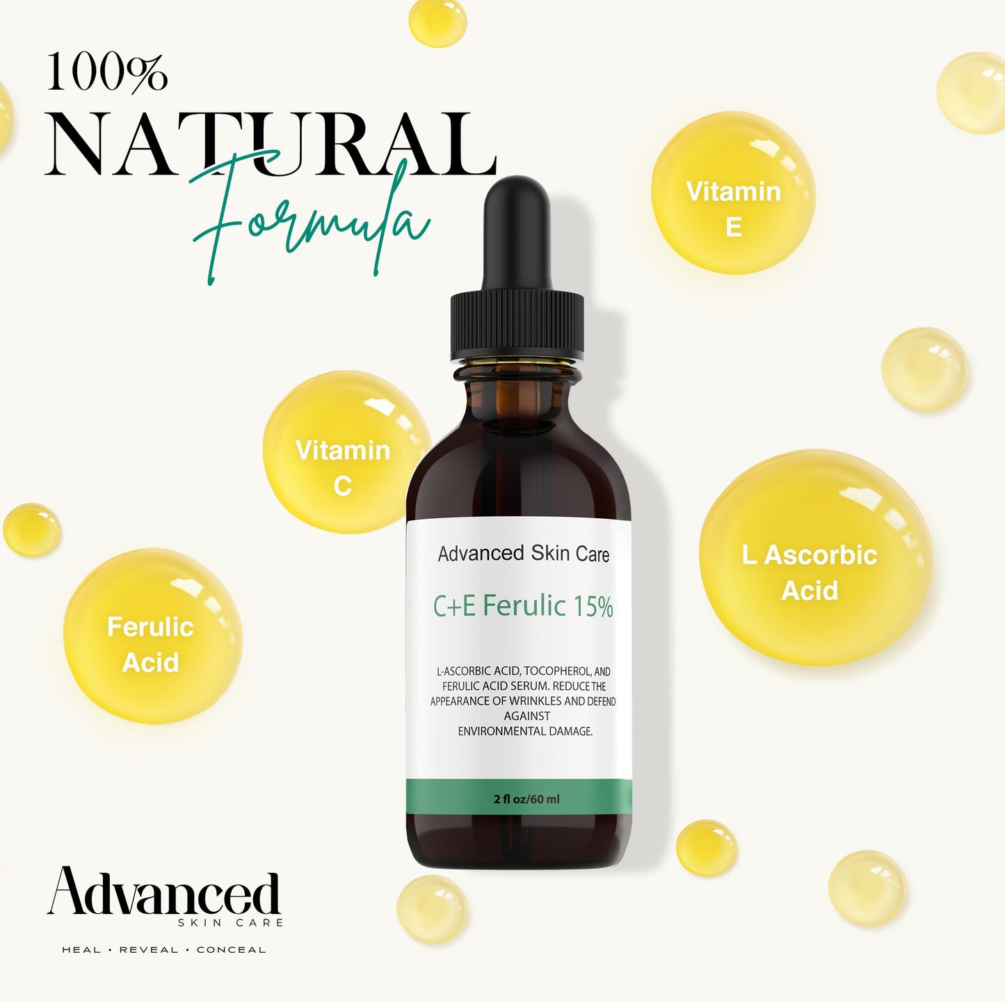 Advanced Skin Care Advanced skin care 15% Vitamin CE serum (Compare to Leading Skin CE Serum) with Ferulic Acid 2.oz 2 Fl Oz (Pack of 1)