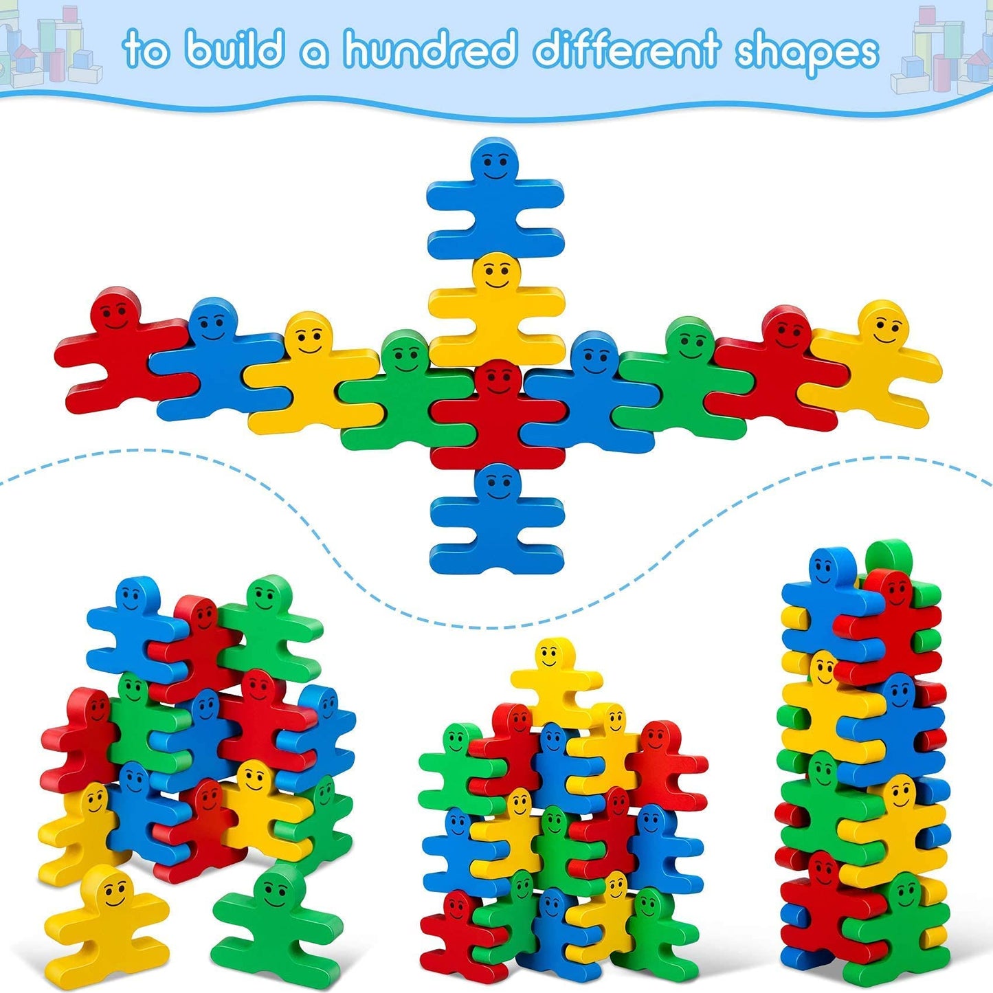 GIFT4KIDS Montessori Toys – 16pcs Wooden Building Blocks for Toddlers Ages 1-4, Stacking Sensory Toys & Birthday Gifts for Boys & Girls