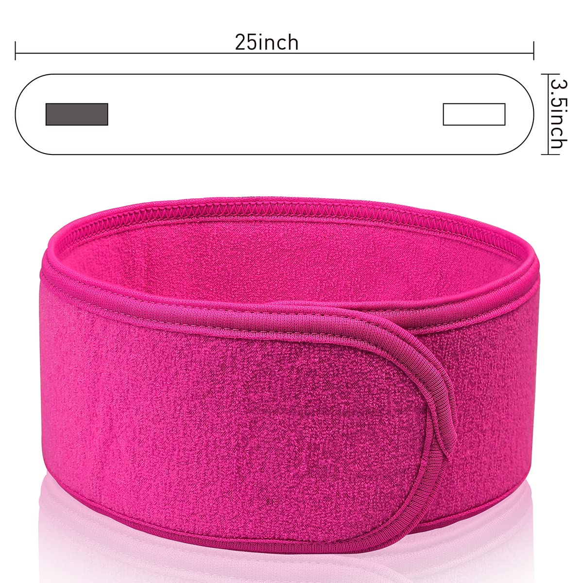 Denfany 3 Pack Makeup Headband, Ultra Soft Adjustable Spa Facial Headbands Terry Cloth Stretch Make Up Wrap for Face Washing, Bathing, Showers (Rose