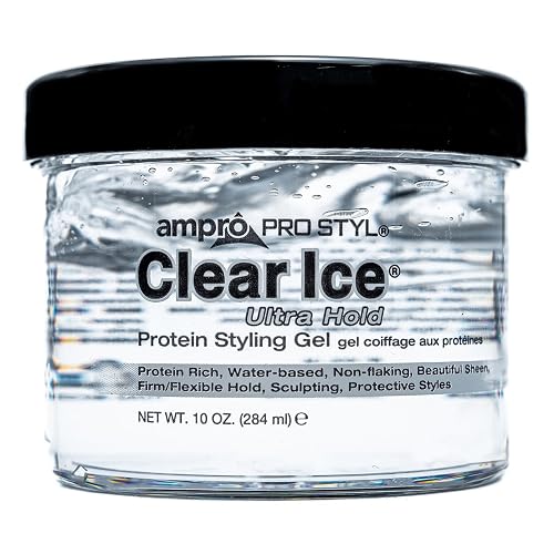 AmPro Pro Styl Clear Ice Styling Gel - Protects and Strengthens Your Strands - Non-Flaking, Alcohol Free, Vegan Formula - Flexible, Touchable Hold