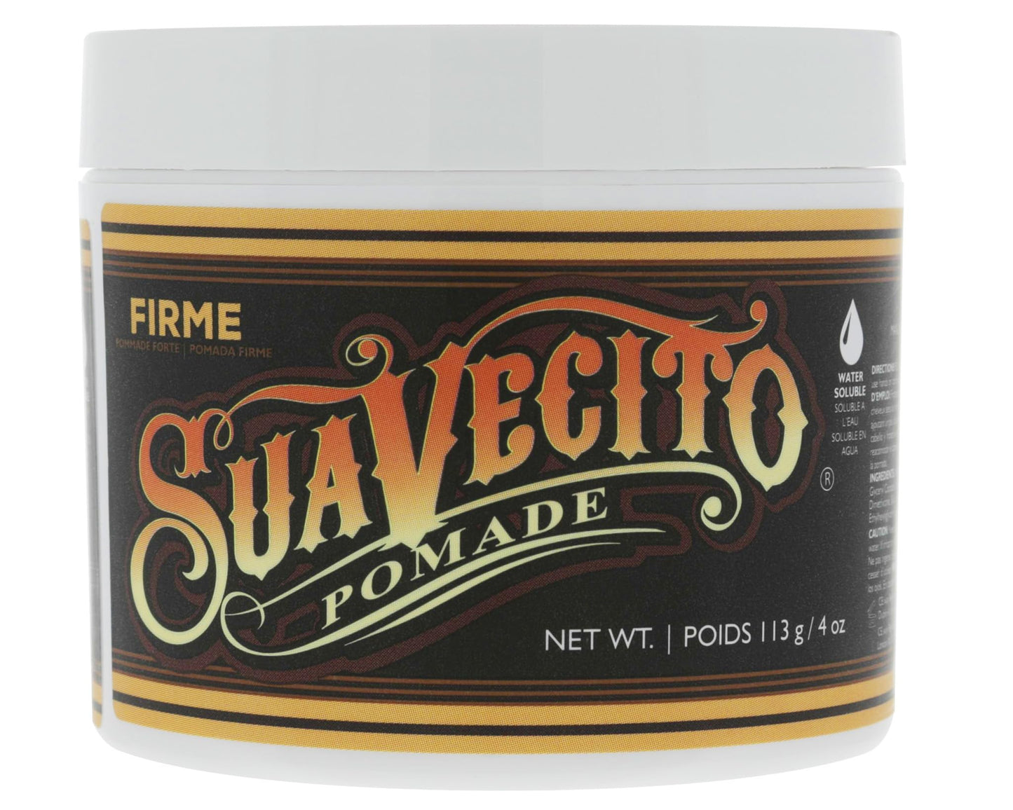 Suavecito Pomade Firme (Strong) Hold 4 oz, 1 Pack - Pomade For Men - Medium Shine Water Based Wax Like Flake Free Hair Gel - Easy To Wash Out - All