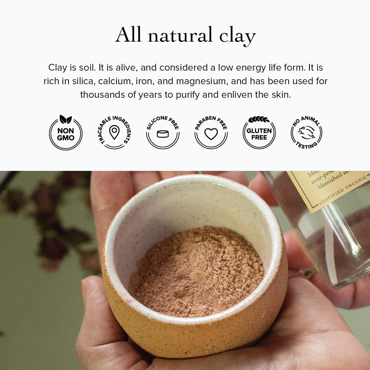 evanhealy French Rose Clay Face Mask | Exfoliating for Sensitive Skin Face Mask | Pore Minimizer Pink Clay Mask | Cleansing Rhassoul