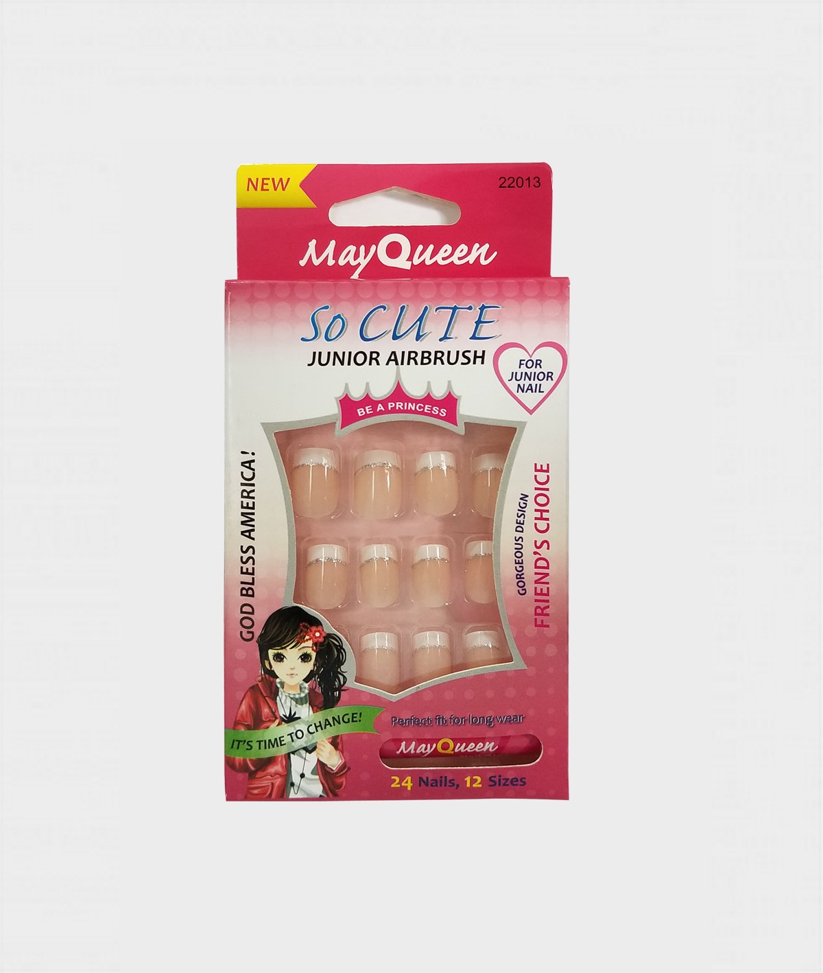 Beautia 3PACK 72tips So Cute Junior False Fake Nails With Glue for Kids