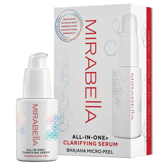 Mirabella All In One Clarifying Serum Micro Peel for Anti Aging - Hydrating 7% Glycolic Acid & 8.8% Lactic Acid Serum Face Peel with AHA BHA
