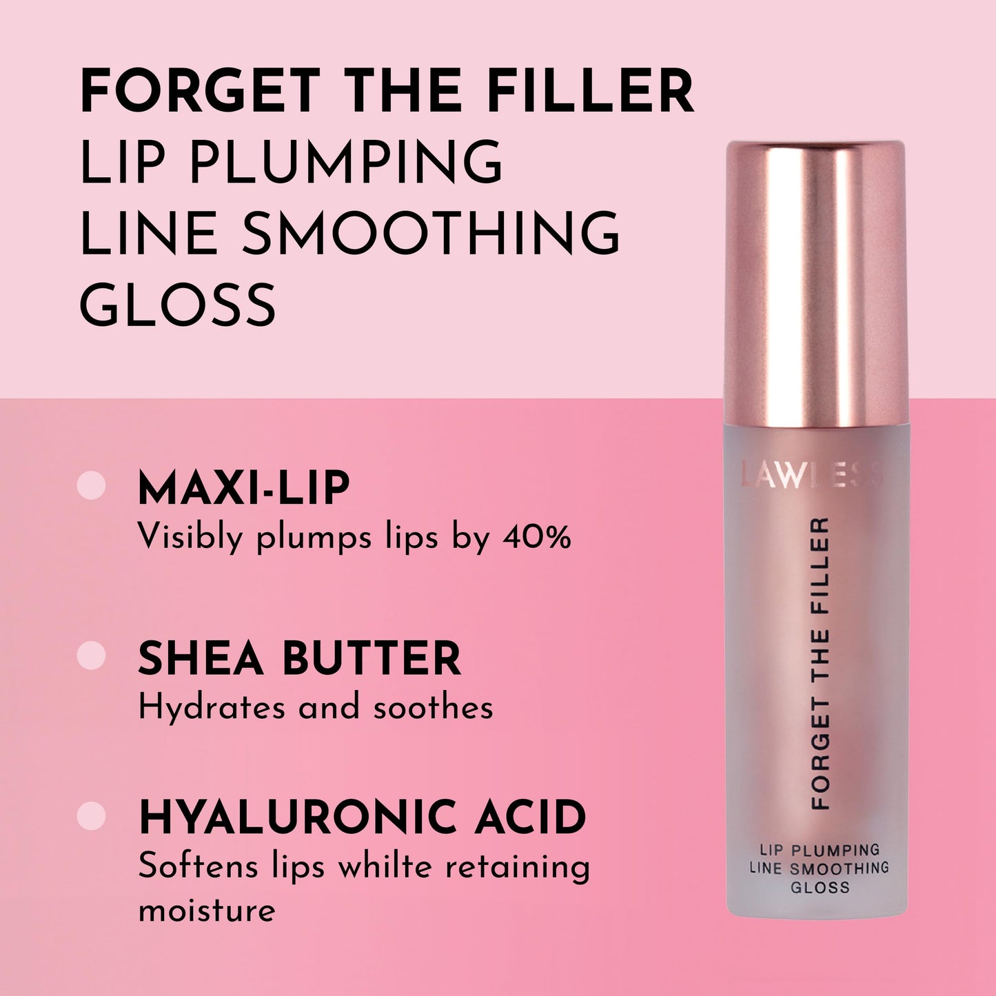 Lawless Forget the Filler Lip Plumping Line Smoothing Gloss - Candy Sky - Premium Volumizing Lip Gloss with Natural Ingredients Designed to Plump,