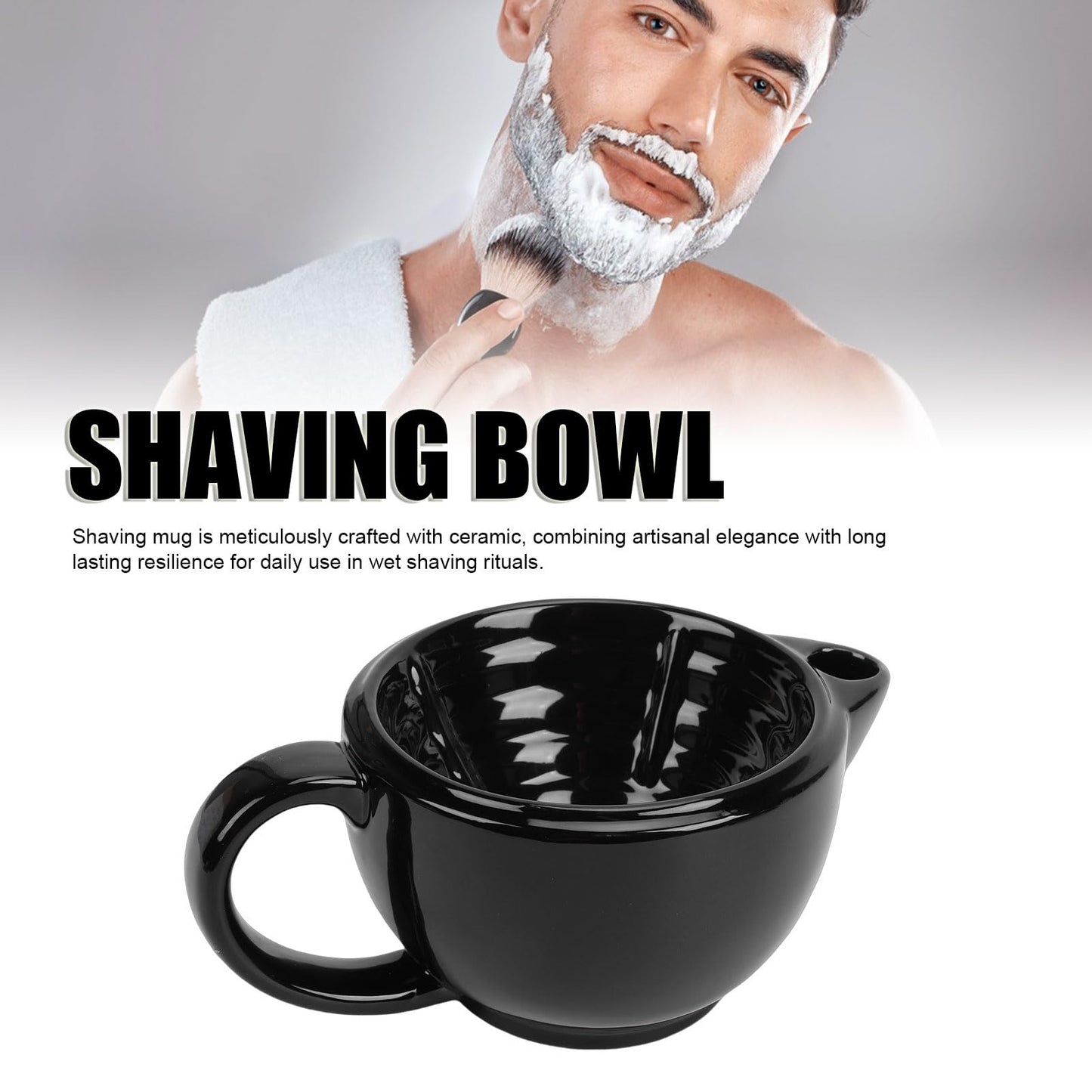 ZJchao Ceramic Shaving Bowl, Dual Chamber Heat Retention Shaving Mug with Wide Mouth for Wet, Oversized Handle for Secure Grip (Double Layer) Beauty and Personal Care ZJchao