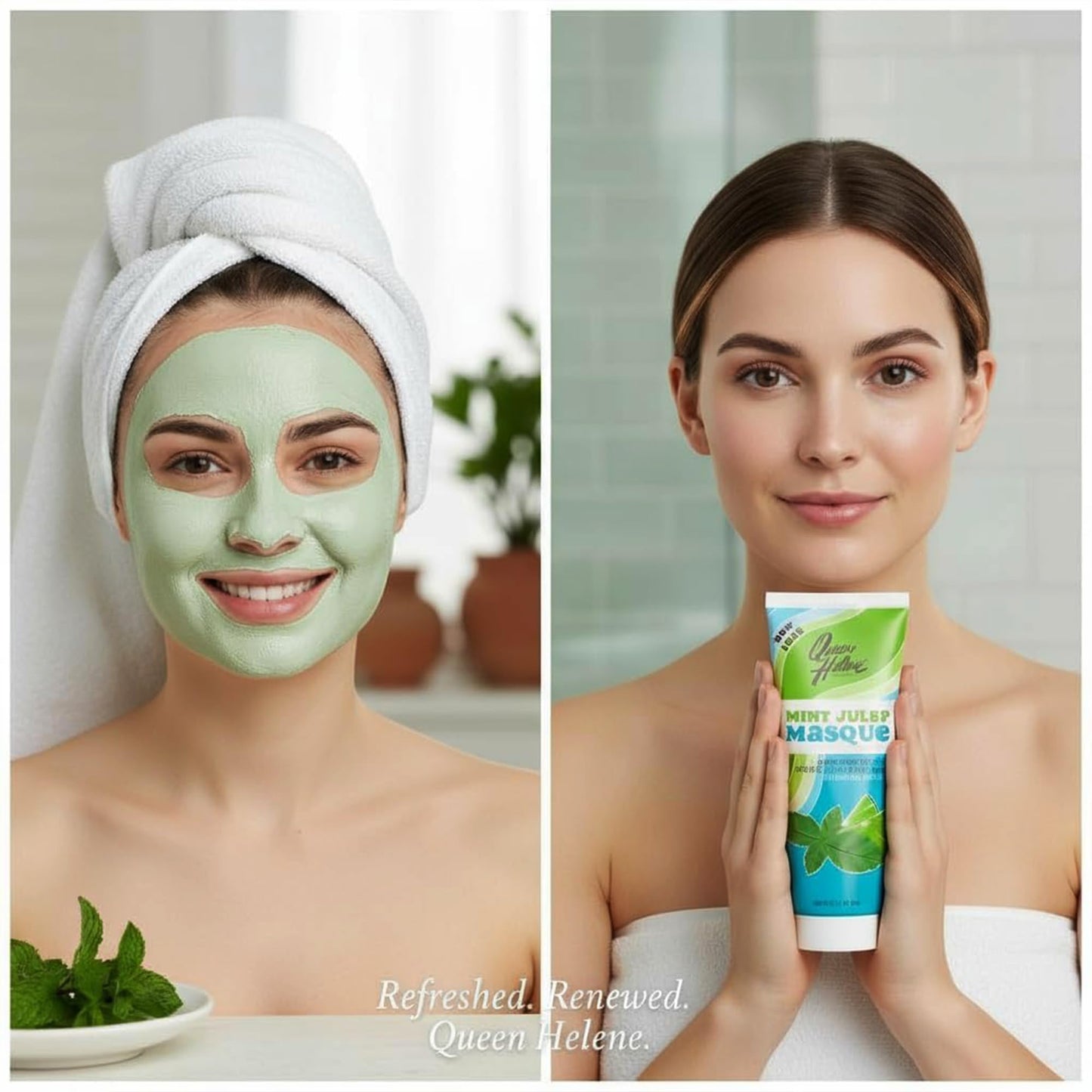 Queen Helene Mint Julep Masque 8 oz - Deep Cleansing Clay Face Mask for Oily & Acne-Prone Skin | Purifies Pores & Soothes with Refreshing Mint |