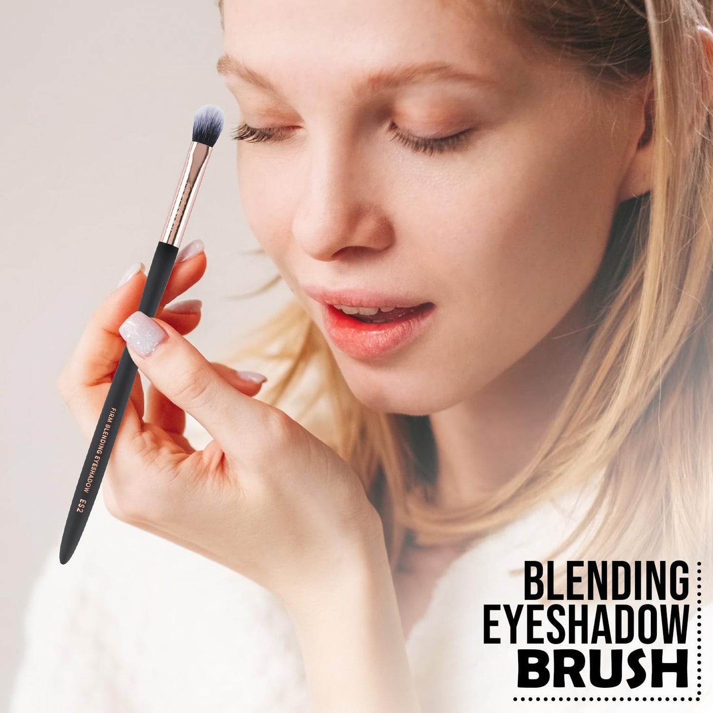 Profusion Cosmetics Firm Blending Eyeshadow Brush - Synthetic Fibers for Smooth Shading & Precision Blending, Waved handle Design, Vegan