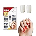 KISS 100 Full-Cover Nails, Press-On Nails, Nail glue included, 'Active Oval' Shape, Clear, Medium Size, Oval Shape, Includes 100 Nails, 3g Maximum