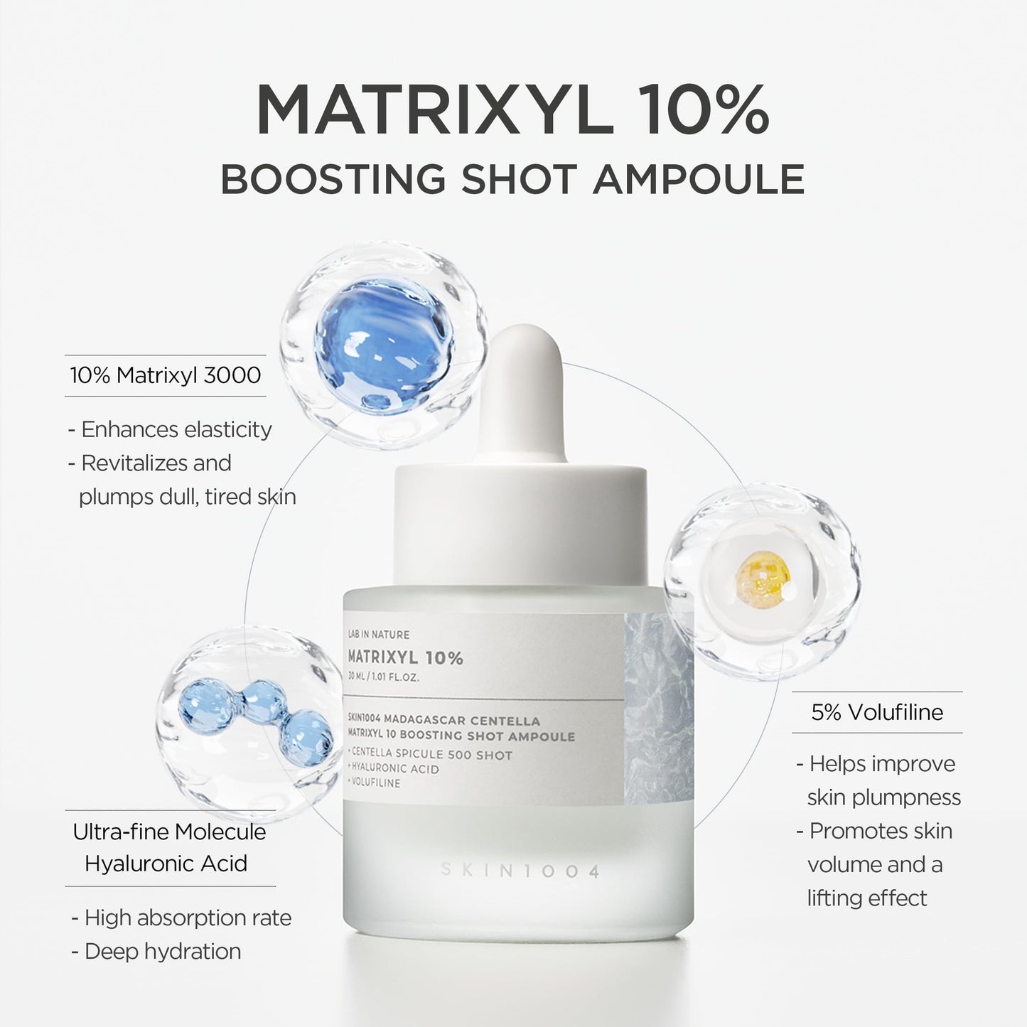 SKIN1004 Matrixyl 10% Boosting Shot Ampoule, Volufiline & Hyaluronic Acid Serum for Face, Spicule for Deep Hydration & Firming, Moisture Volume Care Beauty and Personal Care SKIN1004