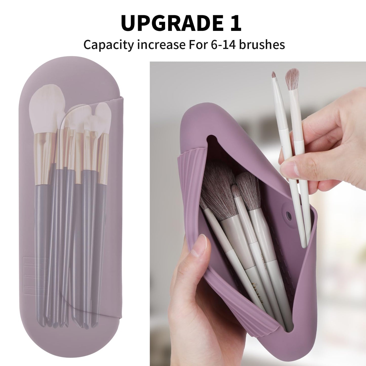 AGIKET Silicone Makeup Brush Holder Travel Cosmetic Bag：Soft Portable Cosmetic Face Brushes Holder with Upgrade Anti-Fall Out Magnetic Closure, Large Beauty and Personal Care AGIKET