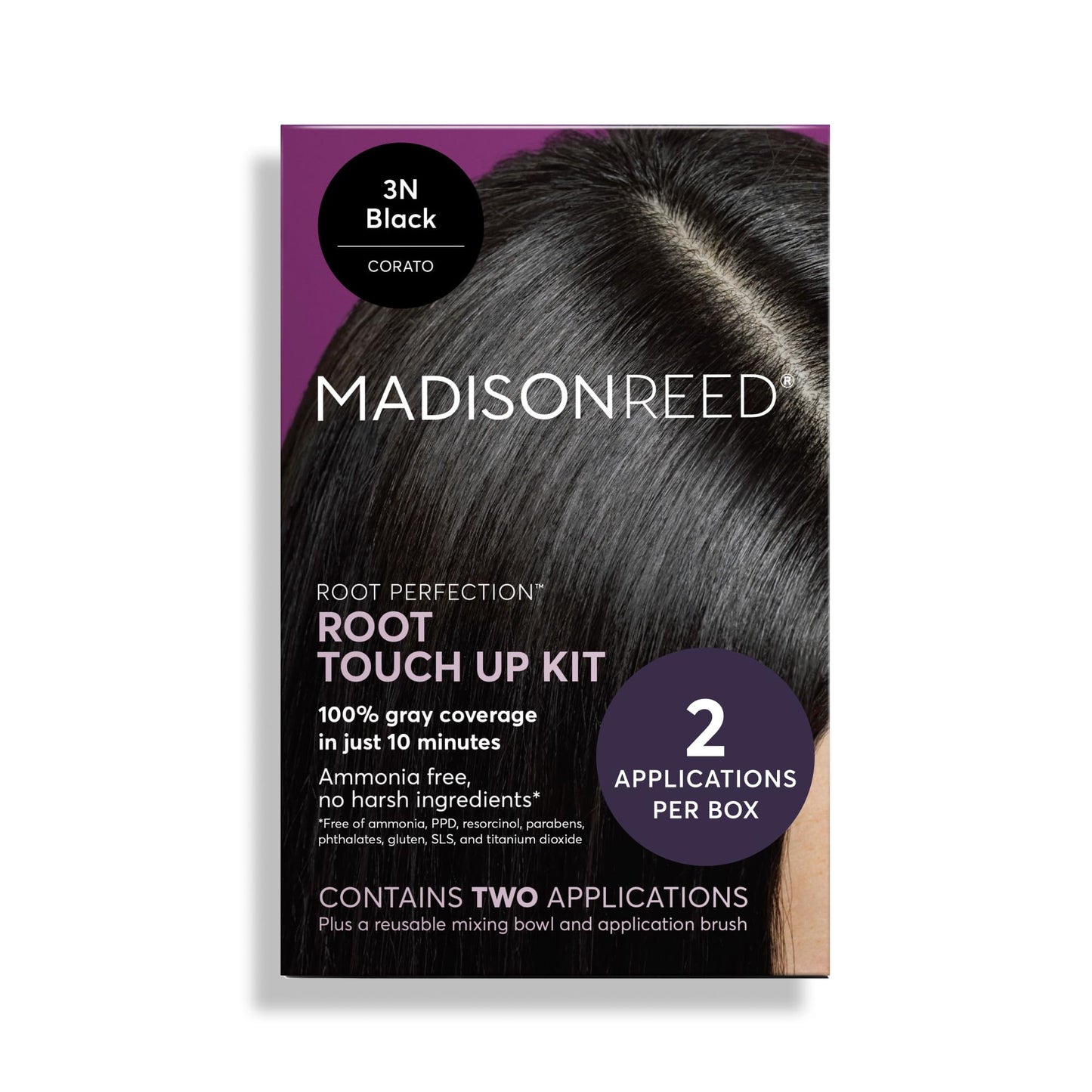 Madison Reed Root Perfection Root Touch Up Kit with Bonus Hyrdating Hair Mask - 3N Corato Black, 2 Permanent Applications, 100% Gray Coverage in 10
