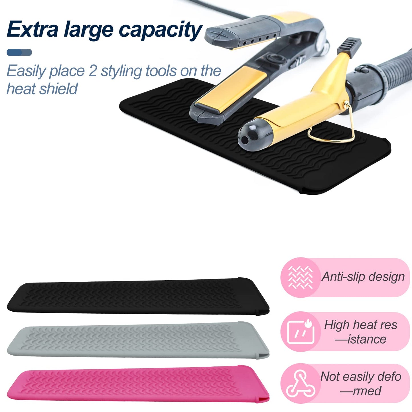 1Pack Silicone Heat Resistant Mat Pouch for Hair Straightener, Curling Iron, Flat Iron and Hot Hair Tools Black Beauty and Personal Care Fouews