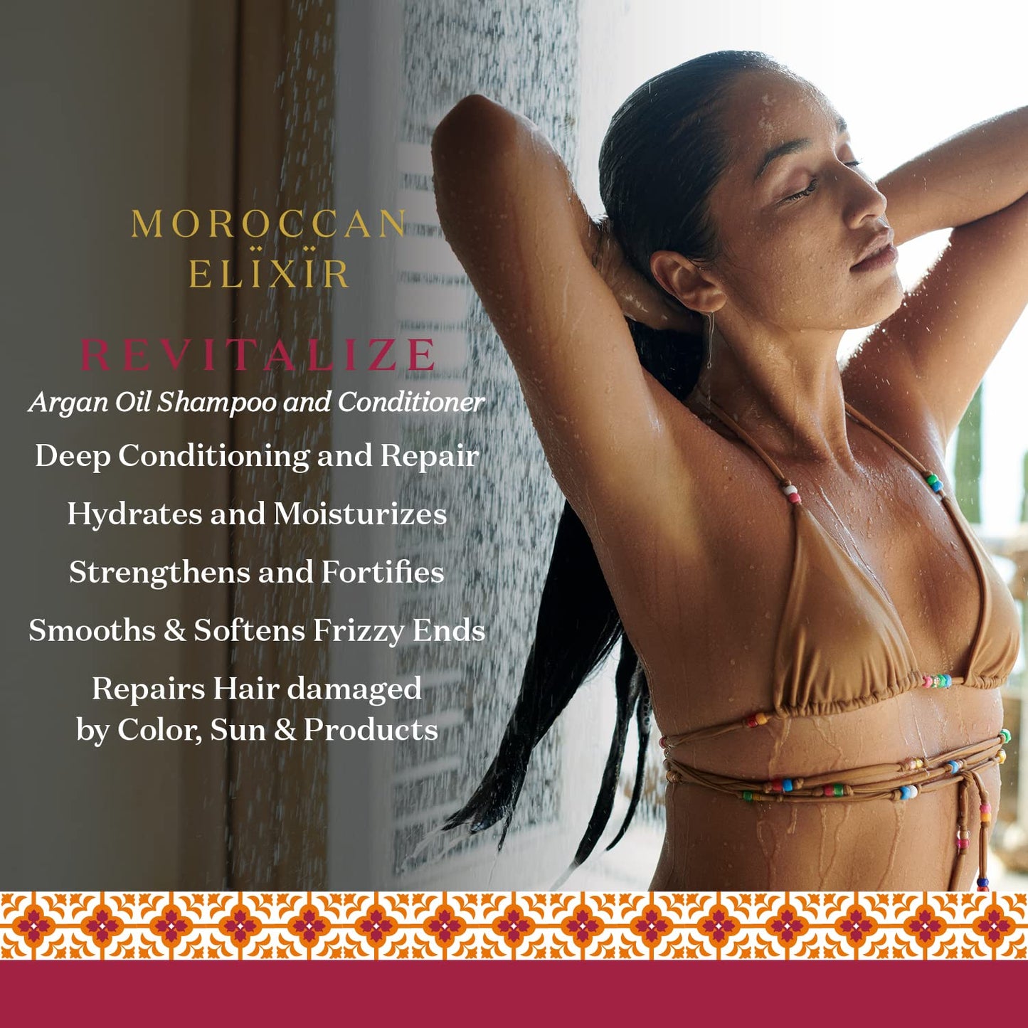 Moroccan Elixir Revitalize Hair Treatments Argan Shampoo & Conditioner Set For Woman | Enriched with Antioxidants, Minerals & Vitamin E | Suitable