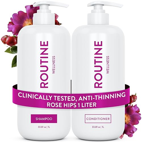 Routine Wellness 1 Liter Anti-Thinning Volumizing Shampoo and Conditioner Set for Thinning Hair & Hair Loss - Grow Your Confidence with Biotin & DHT