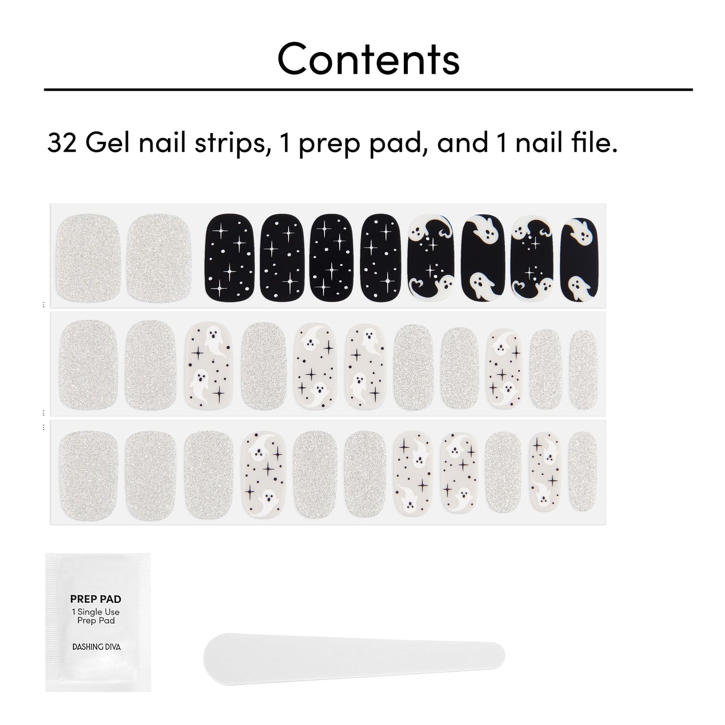 Dashing Diva Gloss Nail Strips - Ghostly Touch | UV Free, Chip Resistant, Long Lasting Gel Stickers | 32 Wraps, 1 Prep Pad, 1 File Beauty & Personal Care Dashing Diva