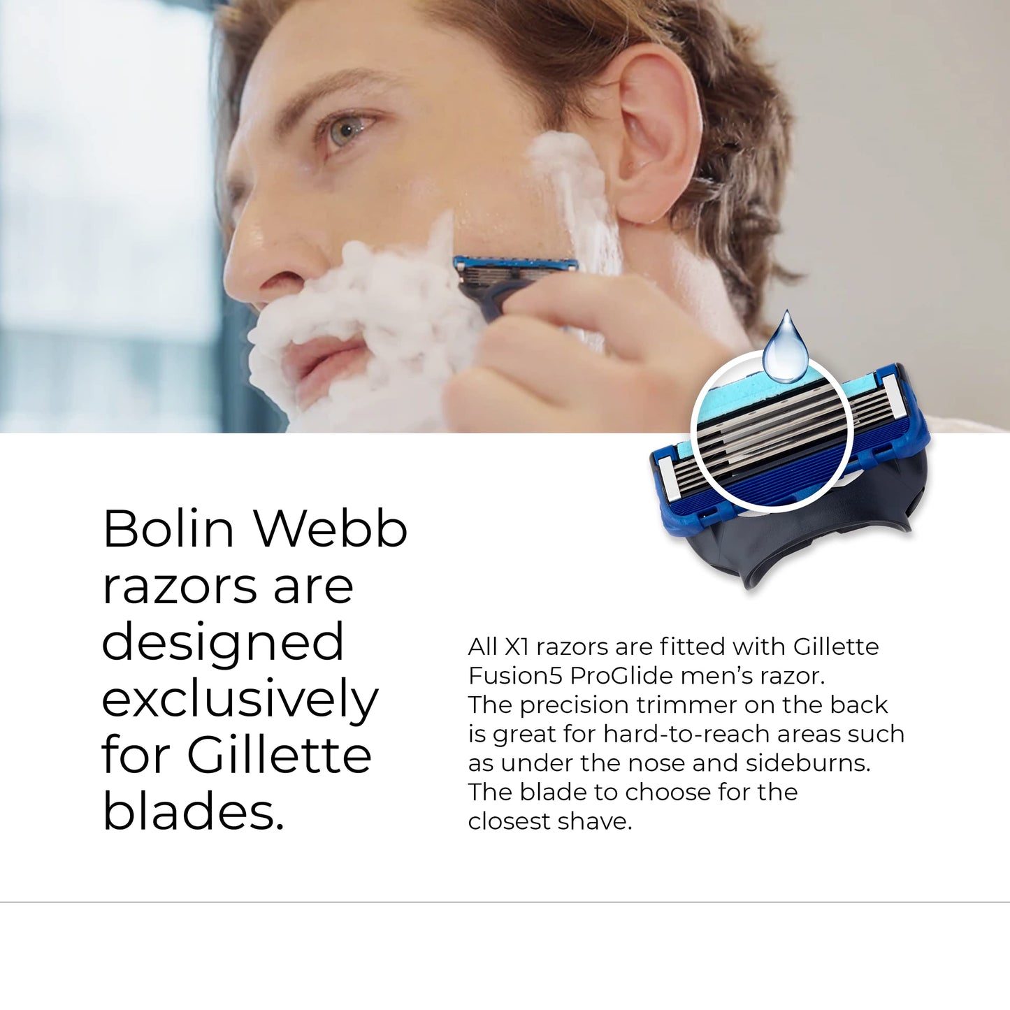 Bolin Webb X1 Razor & Stand - Award-Winning Razors for Men with Gillette Fusion 5 Blades, Designer Matte Blue Shaving Razor for Smooth Close Shave Beauty and Personal Care Bolin Webb
