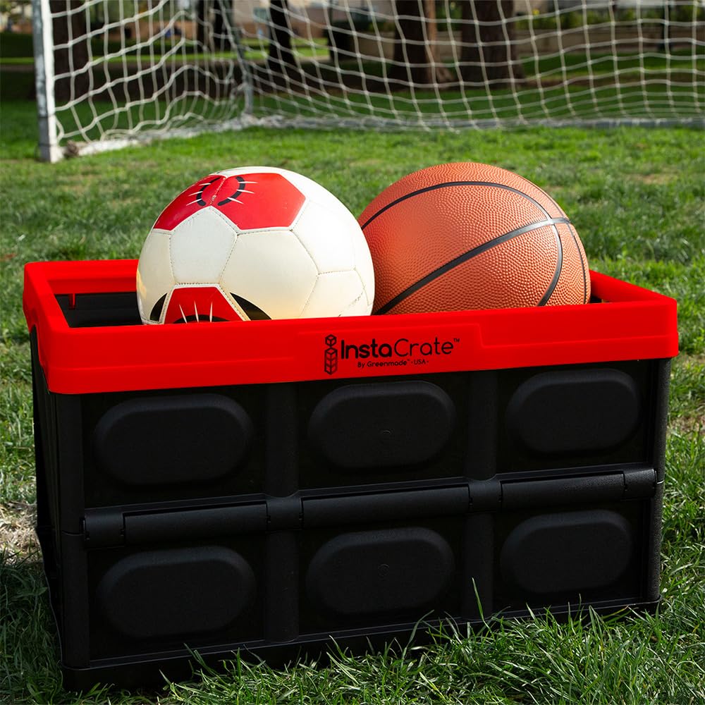 GREENMADE InstaCrate Collapsible Storage Container, 12 gal, Red/Black