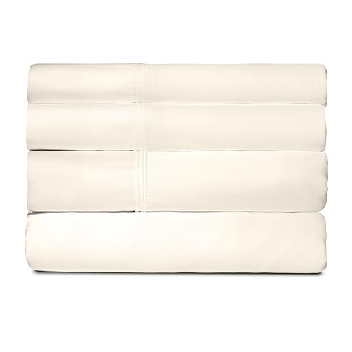 SHEEX - Active Comfort Cooling Sheets Set (Queen) Parchment - Moisture Wicking - 1 Flat Cooling Sheet, 1 Fitted Cooling Sheet, 2 Cooling Pillow Covers