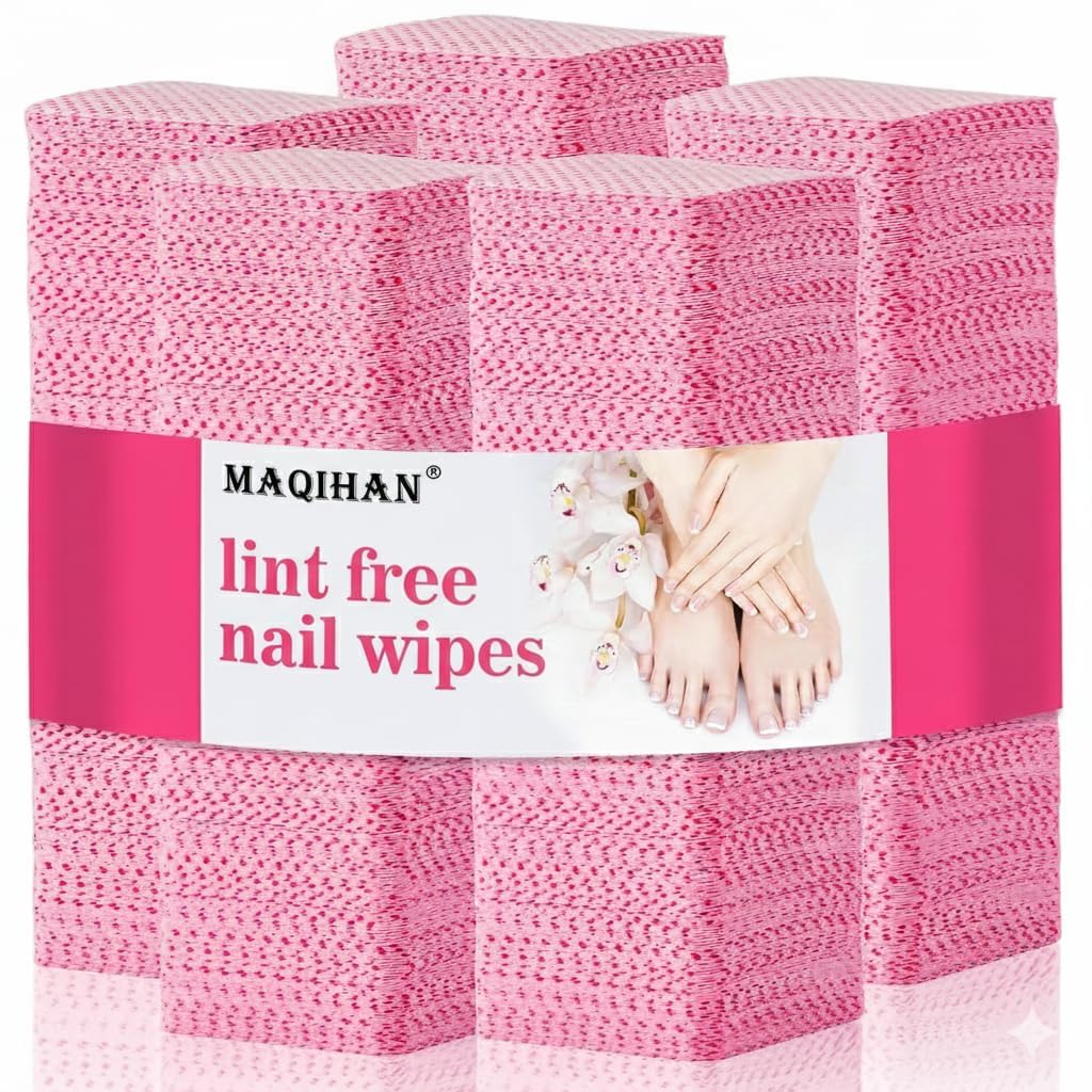 MAQIHAN 1200 Lint Free Nail Wipes - Pink Acetone Nail Polish Remover Wipes Lint Free Nail Wipes Pads Gel Nails No Lint Nail Glue Wipes Eyelash Beauty and Personal Care MAQIHAN Default Title