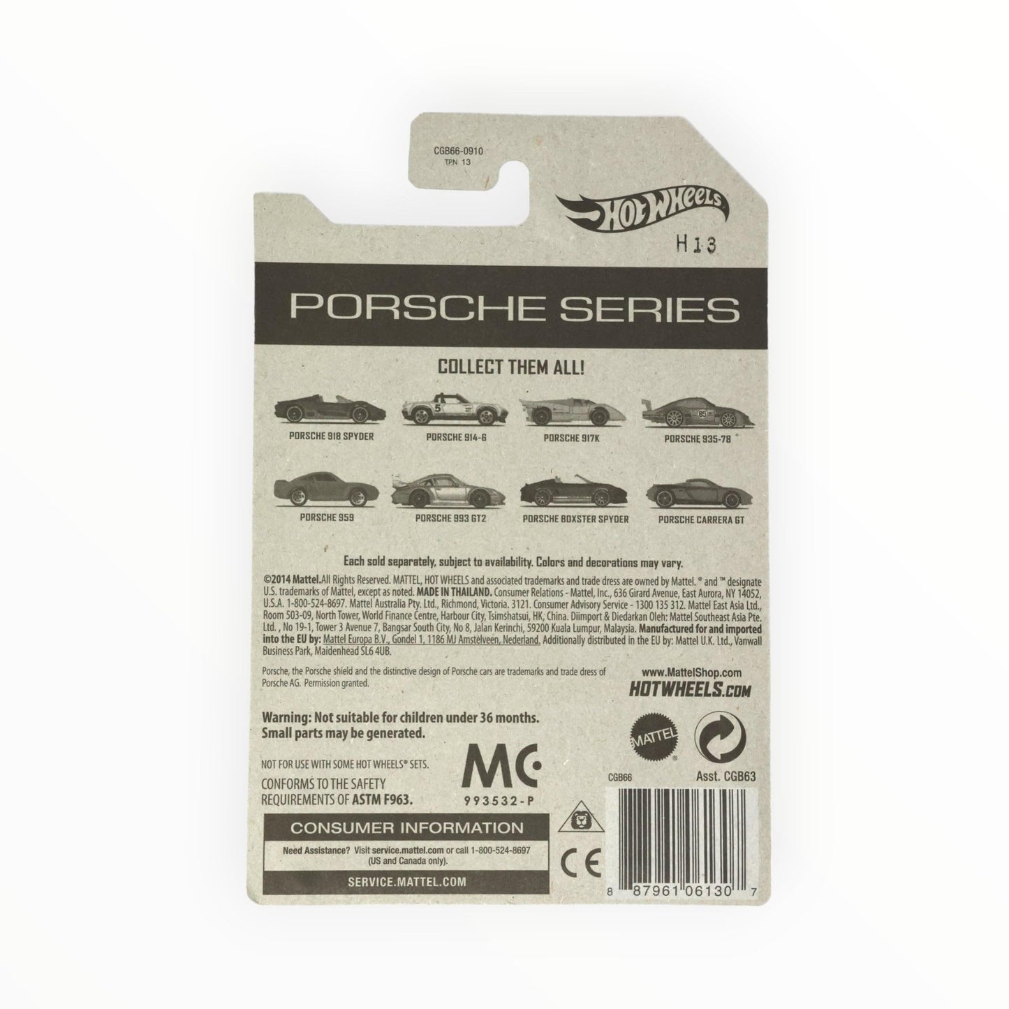 HOT WHEELS PORSCHE SERIES YELLOW PORSCHE 917K 5/8