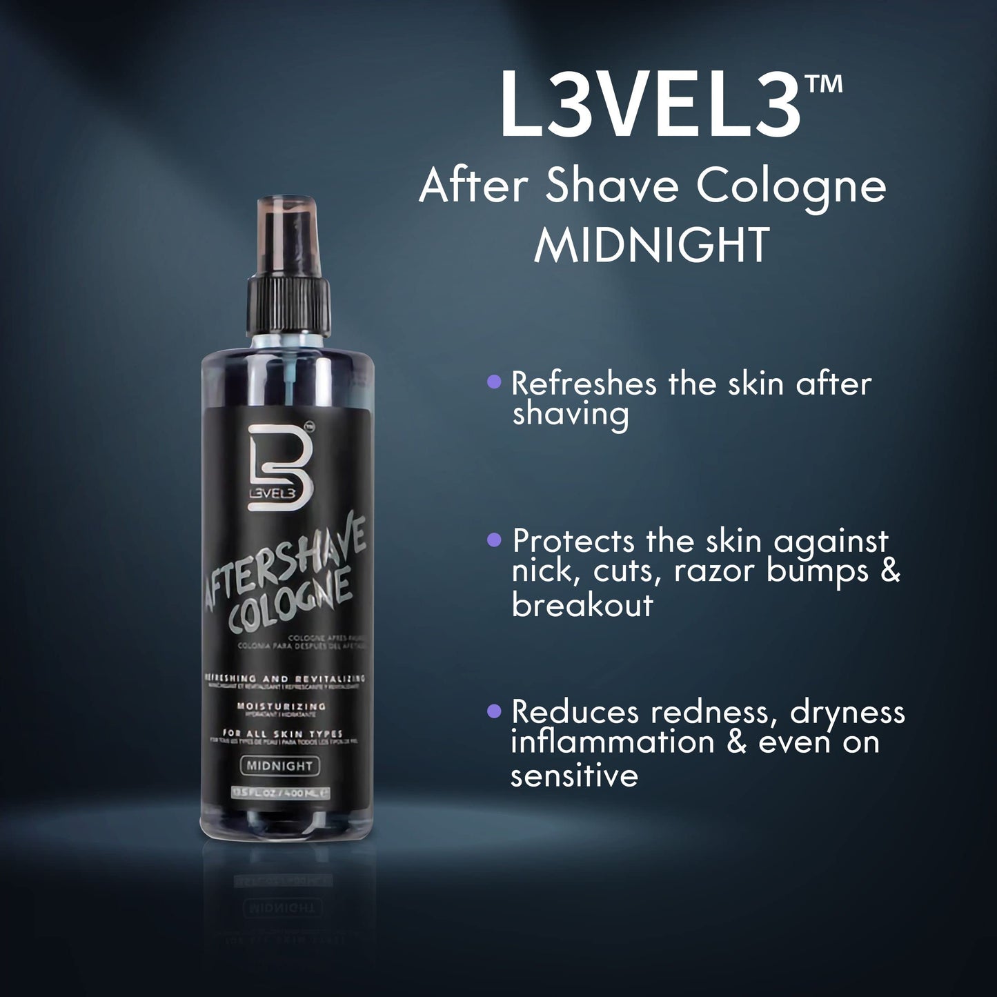 L3 Level 3 After Shave Spray Cologne - Softens Skin - Refreshes and Relieves Face and Skin - Styling Powder Included (Midnight) Beauty and Personal Care L3