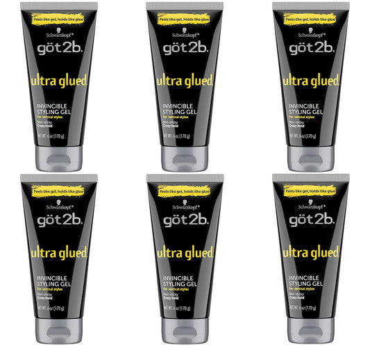 Got2b Ultra Glued Invincible Styling Gel, 6 oz (Pack of 6)