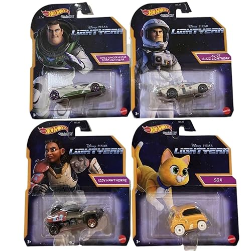 Hot Wheels Mattel Disney Pixar Lightyear Character Cars Complete Set of 4 Die‑Cast Vehicles, 1:64 Scale, Ages 3+